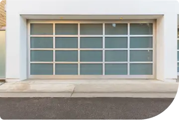 Glass garage doors on a residential home